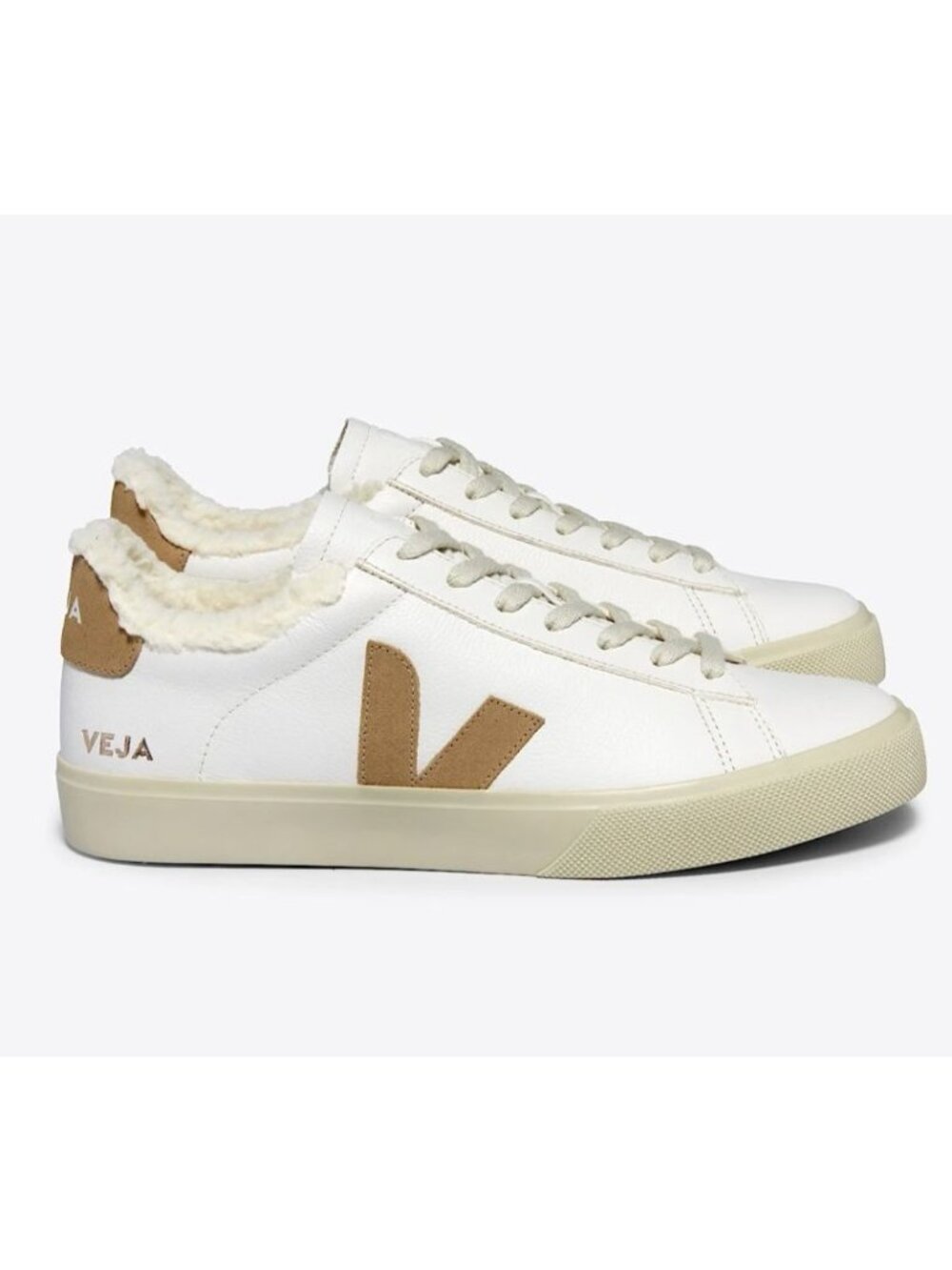 VEJA Campo Fured Leather White & Tan Desert Size Fur Lined Size 41 Sneakers 10